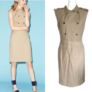 Band of Outsiders Khaki Double Breasted Tortoise Button Sheath Dress - 6 / 8 US